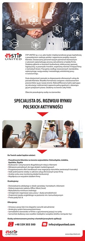 SPECJALISTA DS. ROZWOJU RYNKU POLSKICH AKTYWNOŚCI